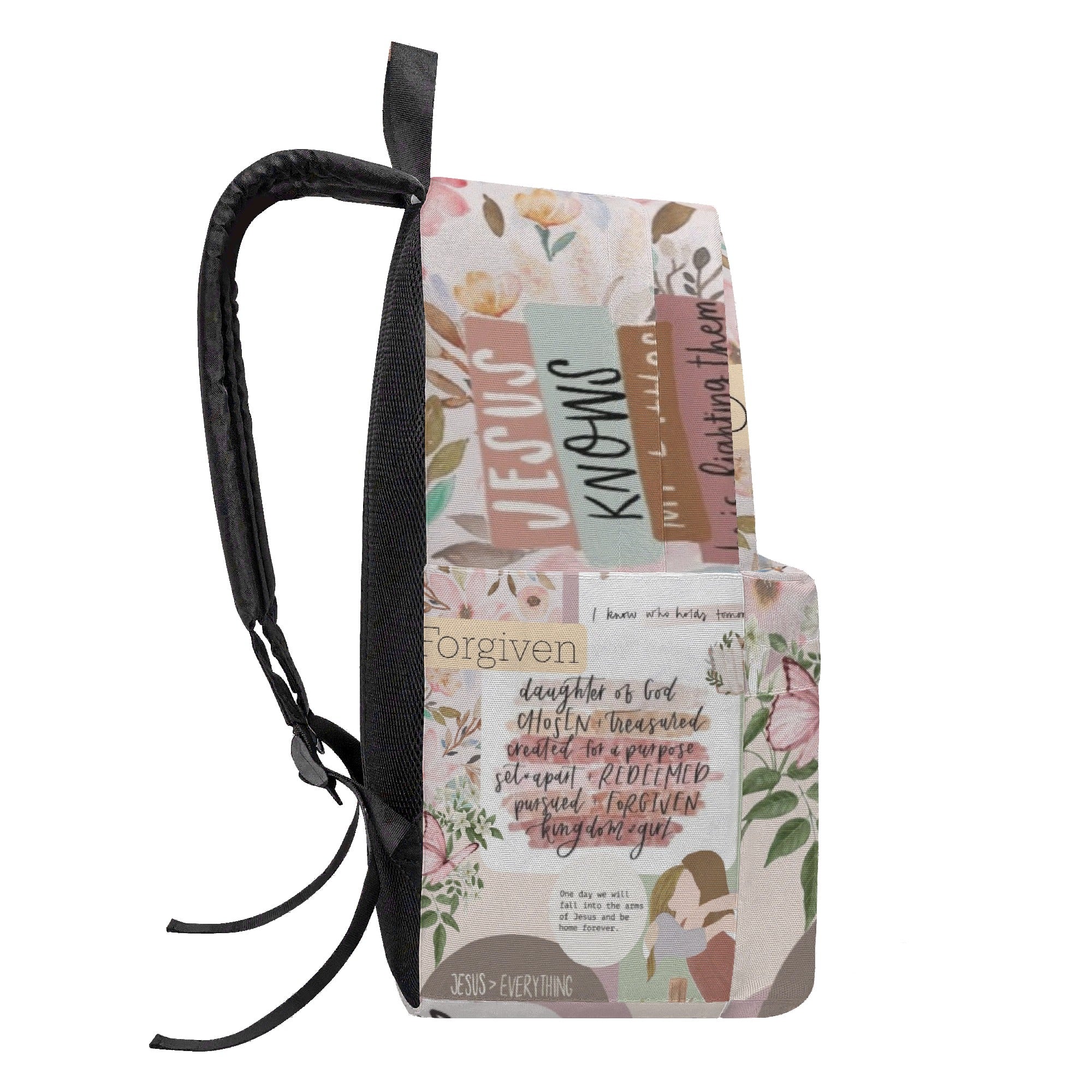 Christian Backpack, Faith-Based Forgiven Bible Verse Bookbag, Jesus Everything Floral Backpack Gift for Girls, Religious Gift for Believers.PLAF62